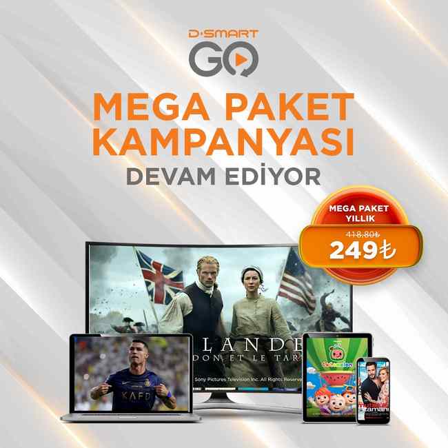 D-Smart GO, en sevilen film ve diziler, belgeseller, sömestire neşe katan çizgi filmler ve merakla beklenen spor karşılaşmaları için kaçırılmayacak bir fırsat sunuyor. Kampanya ile Mega Pakete yıllık 418,80 TL yerine 249 TL’ye sahip olunabiliyor. 