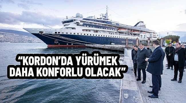 Başkan Tugay Kordon'daki çalışmaları inceledi: "Kordon daha güvenli, yeşil ve konforlu olacak"